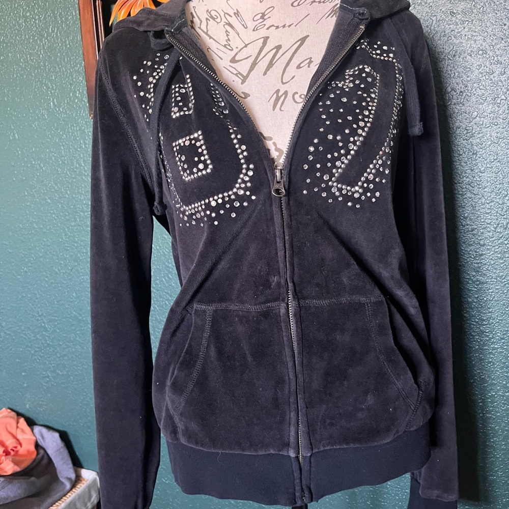 Vintage y2k bling velour aero zip hoodie